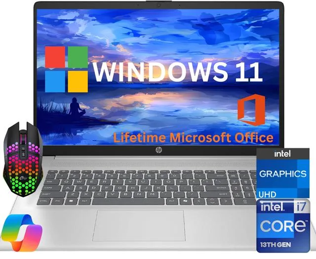 HP HP 17 laptop Core i7-1355U 64GB 512GB 17.3" FHD Home LED Mouse — photo du produit