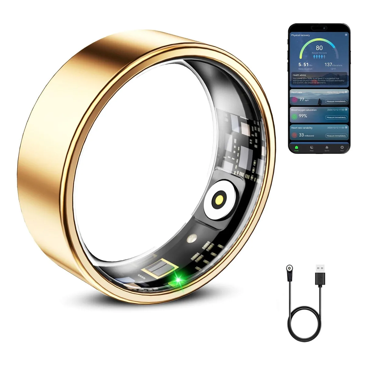 Mirlray R02 Smart Ring Rose Gold Size 7 — ürün fotoğrafı