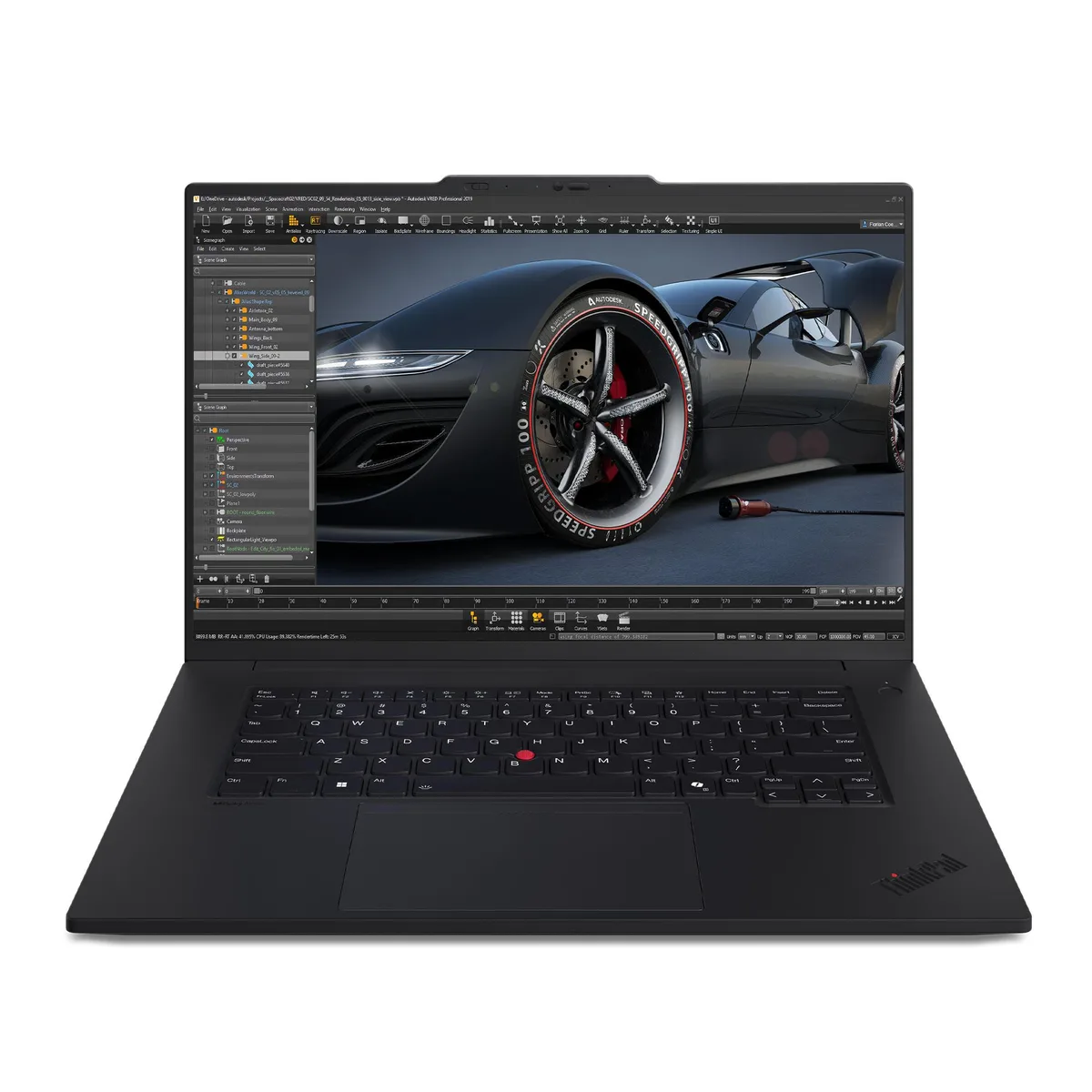 Black 16-inch Lenovo ThinkPad mobile workstation, slim matte chassis