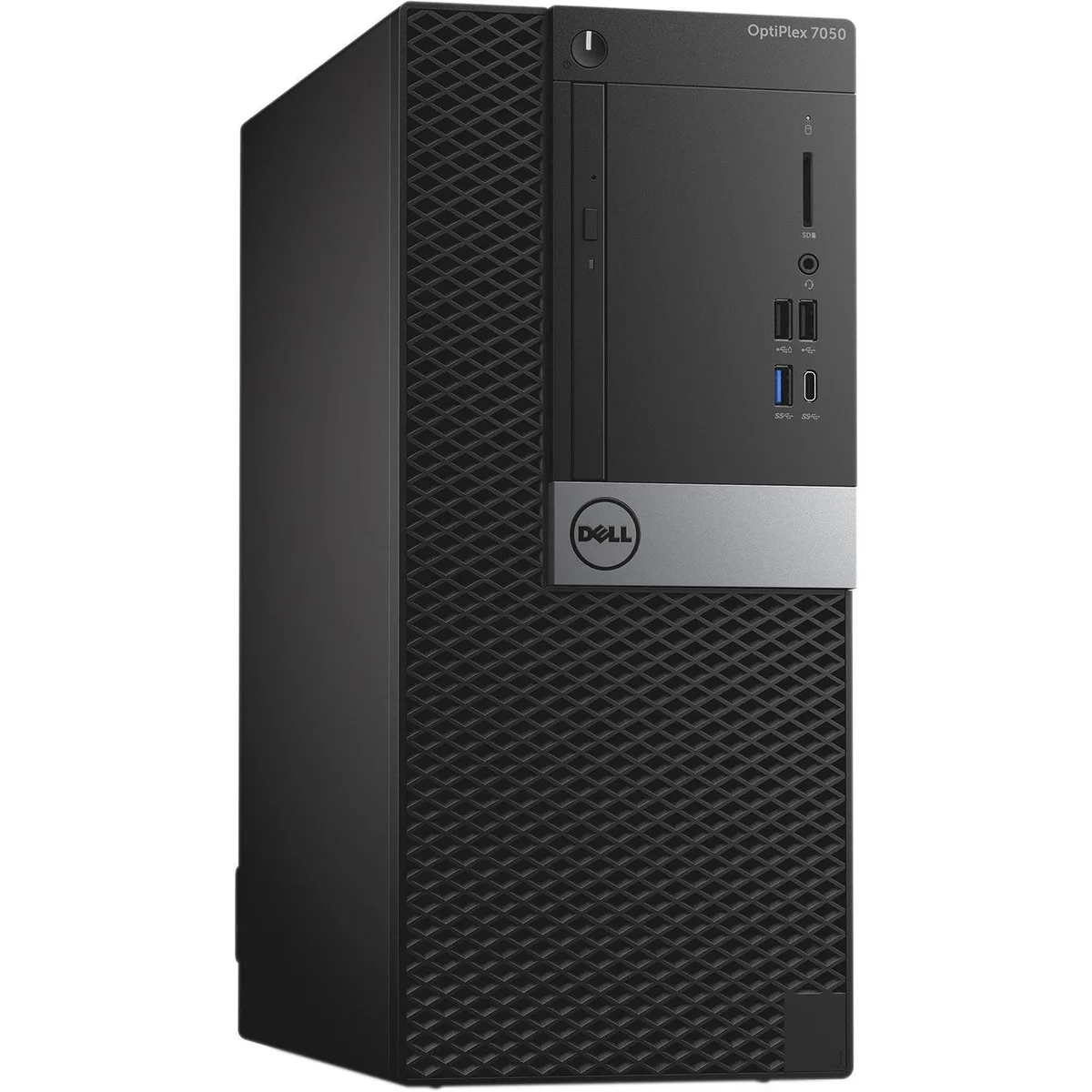 Black Dell OptiPlex 7050 mini tower desktop with DVD-RW drive