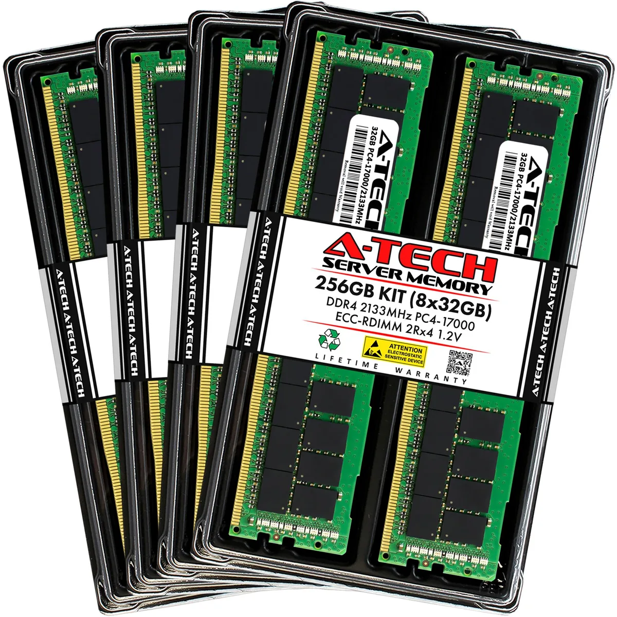 A-Tech A-Tech 256GB (8x32GB) DDR4 2133MHz ECC RDIMM 2Rx4 1.2V CL15 server RAM — photo du produit