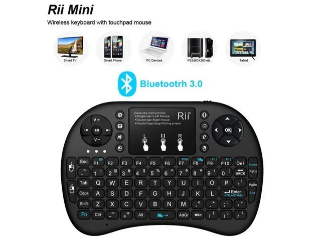 Compact black keyboard with integrated touchpad and backlit keys