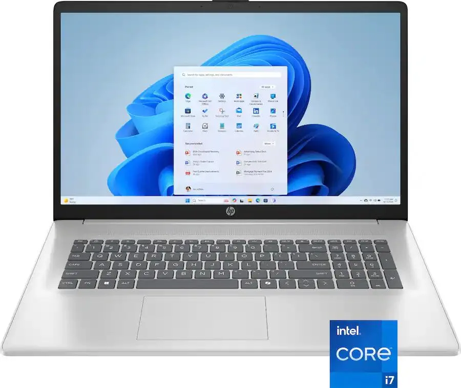 Silver 17.3 inch laptop closed showing smooth metallic finish