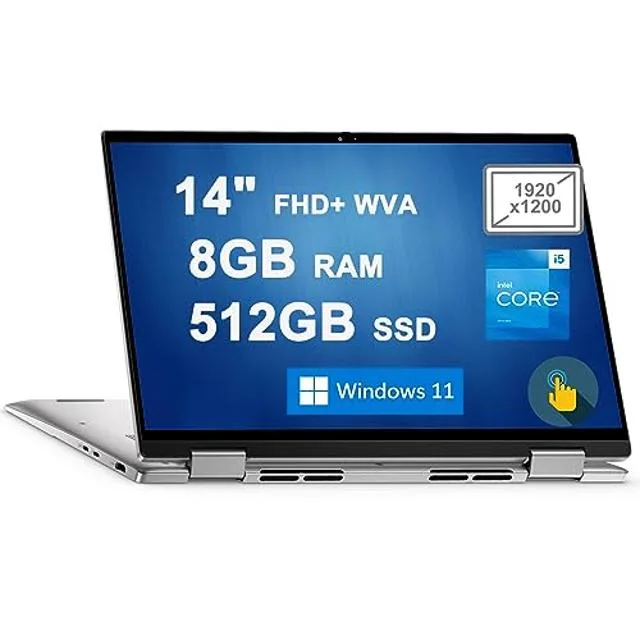 Silver 14 inch 2-in-1 laptop with touchscreen display
