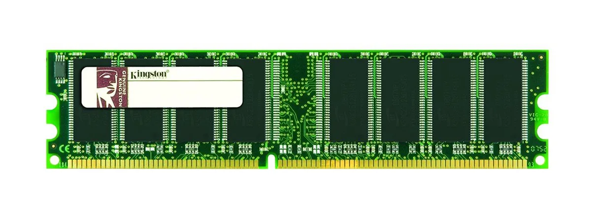 Single green DDR DIMM with gold contacts and black chips