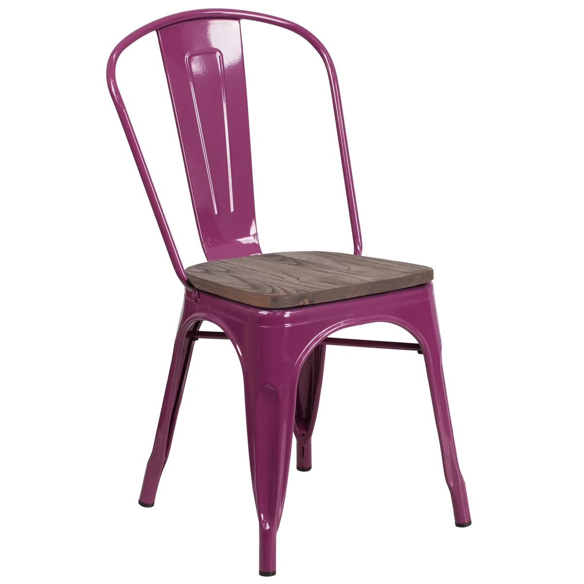 Flash Furniture Flash Furniture ET-3534-PUR-WD-GG Purple Metal Chair Wood Seat 12x14 500lb — 商品照片