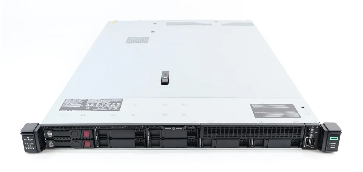 1U rack server matte silver front panel with drive bays and power button