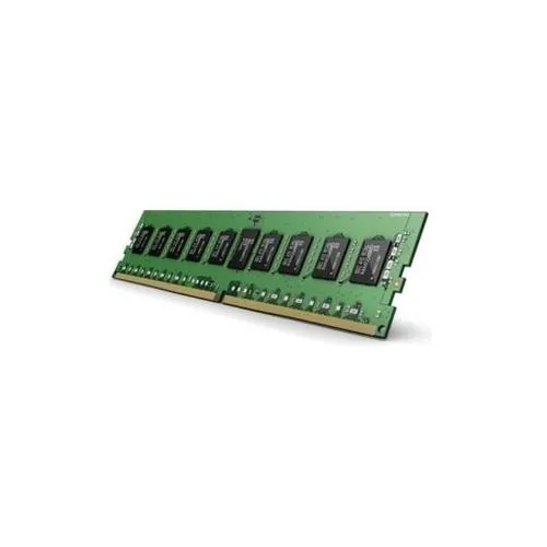 Green Samsung DDR4 server memory module with black chips and gold contacts