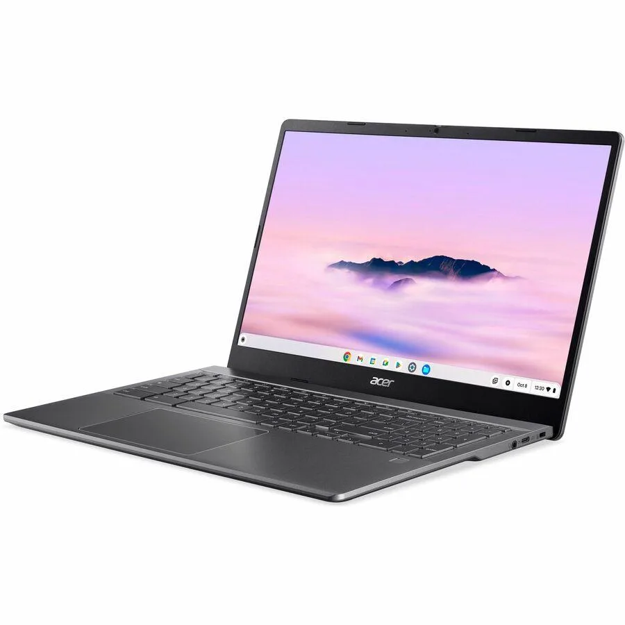 Silver clamshell laptop with 15.6 inch matte display and US keyboard