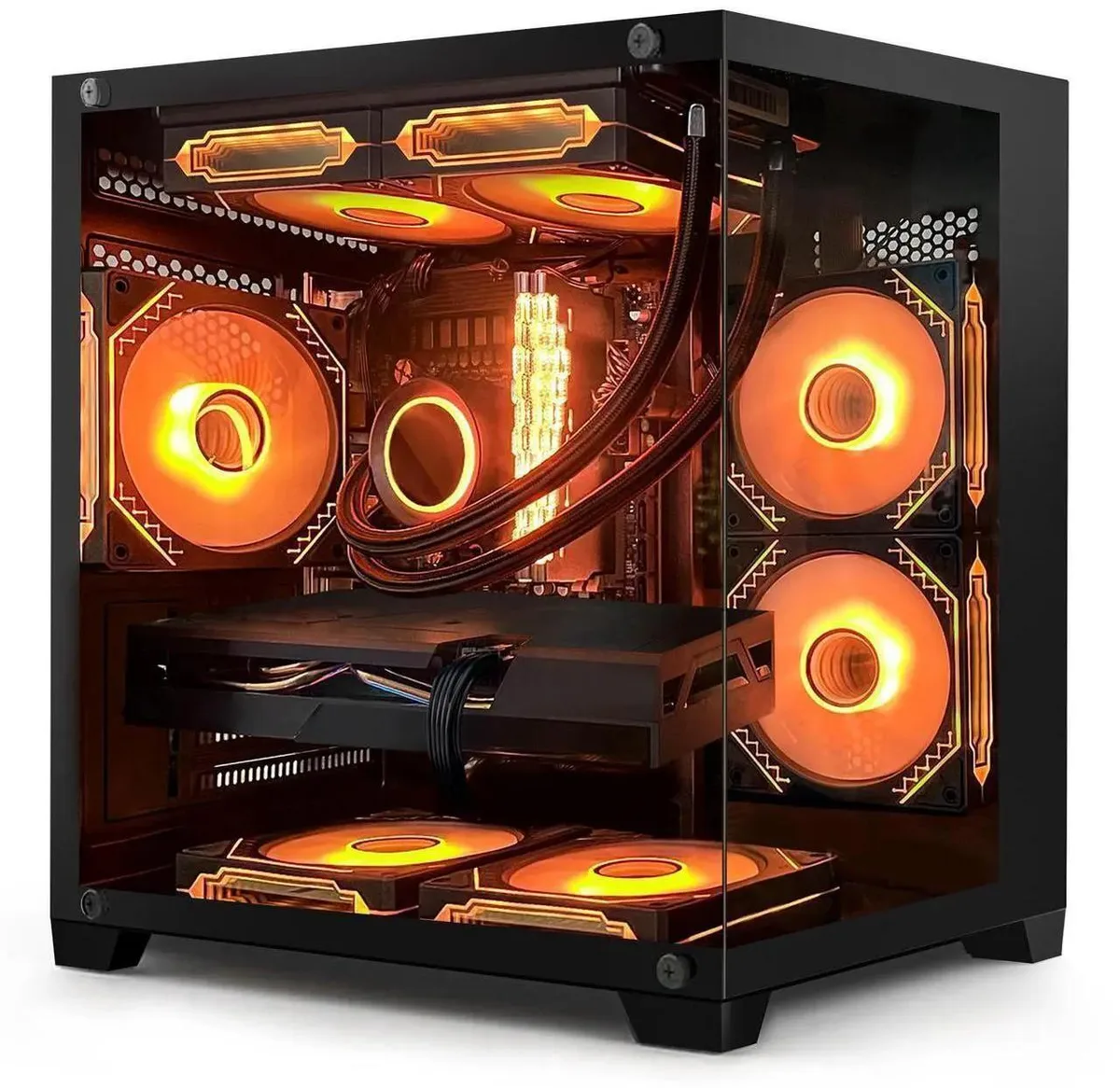 Hoengager Hoengager Gaming PC i5-13400F RX 9060 XT 16G 32GB DDR4 1TB Liquid Cooling Black — product photo