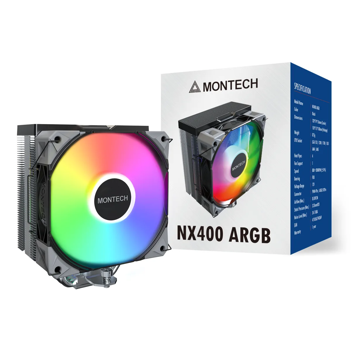 Montech Montech NX400 ARGB (B) CPU cooler — productfoto