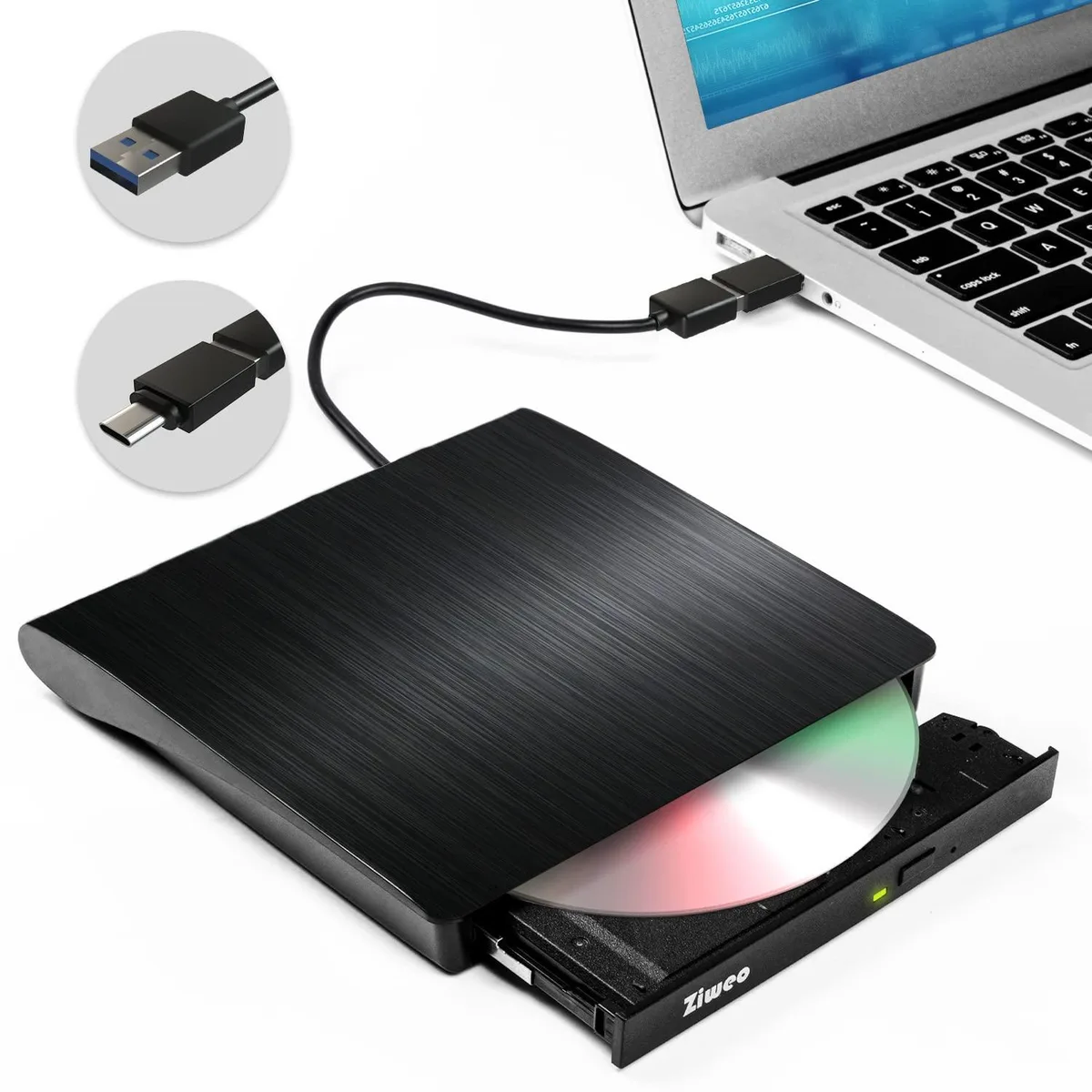 KEHIPI KEHIPI DVD Duplicator USB 3.0 Type-C 24x 6.4in Upgrade Black — fotografia produktu
