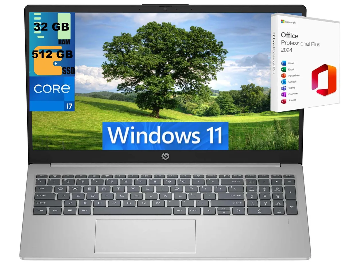 HP HP 15 laptop i7-1355U 32GB 512GB SSD 15.6 FHD Silver — photo du produit