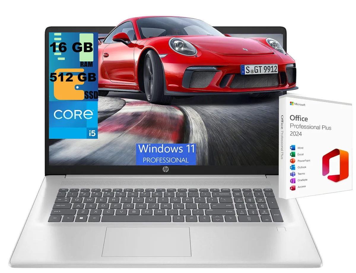HP HP 17 laptop Intel Core i5-1334U 10-core 16GB 512GB SSD 17.3" FHD Windows 11 Pro Silver — product photo