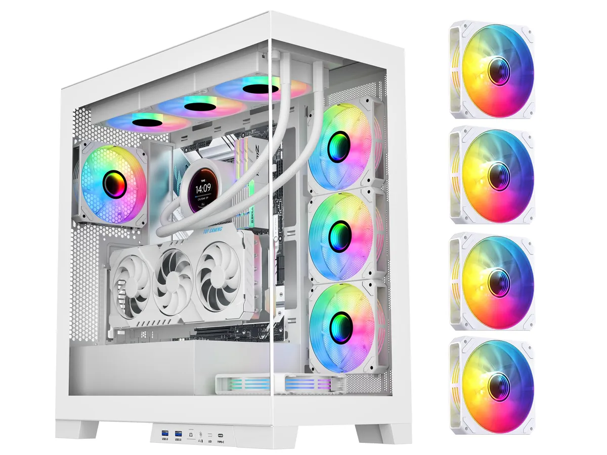 SAMA SAMA 4503 White ATX Mid Tower PC Case with 4 ARGB Fans — termékfotó