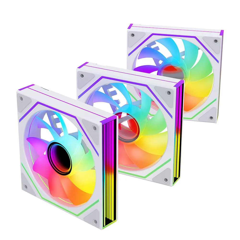Jungle Leopard Jungle Leopard Prism6 MAX 120mm Reverse Blade ARGB Case Fan White 3-Pack — photo du produit