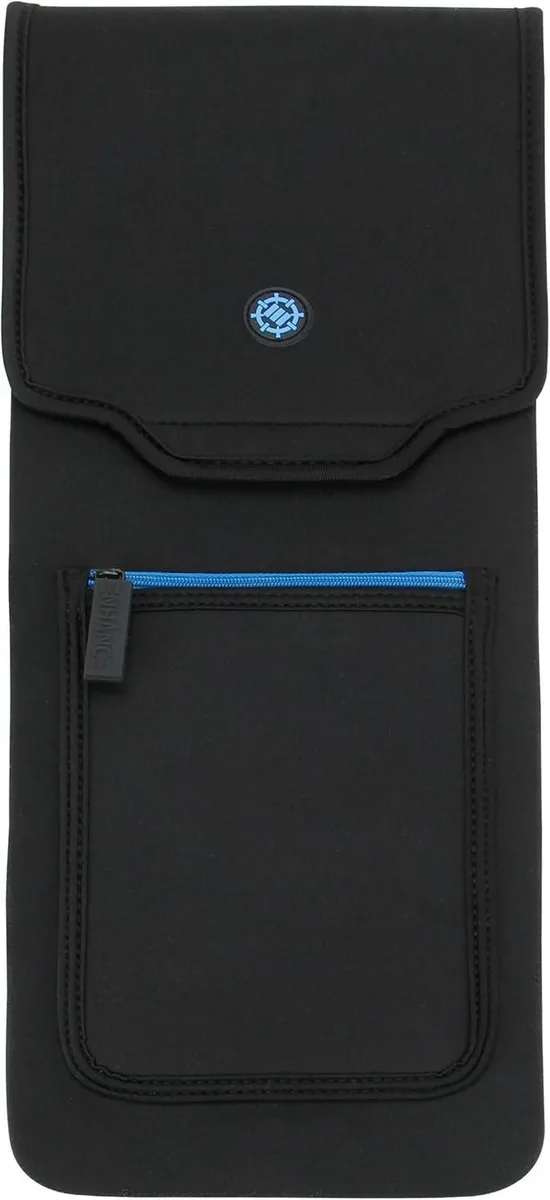 Black neoprene keyboard sleeve with front zipper pocket and netted cable pouch, 18 inch