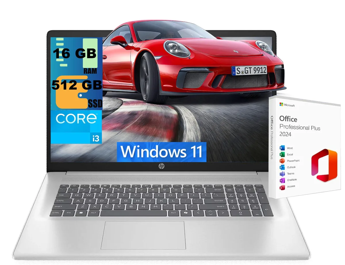 HP HP 17 laptop Core i3-N305 16GB 512GB SSD 17.3" HD+ Silver — product photo