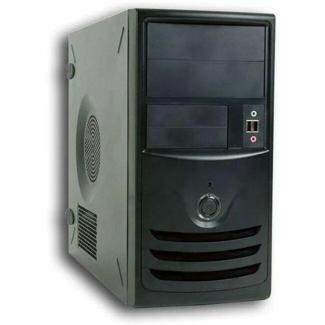 Compact Micro-ATX mini tower with screwless panels and drive bays