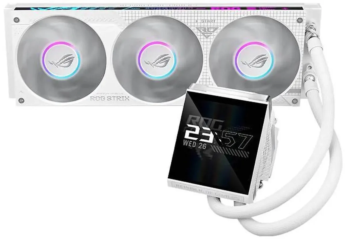 ASUS ASUS ROG Strix LC IV 360 ARGB LCD White Edition liquid cooler 400mm tubing 5.08" IPS display — termékfotó