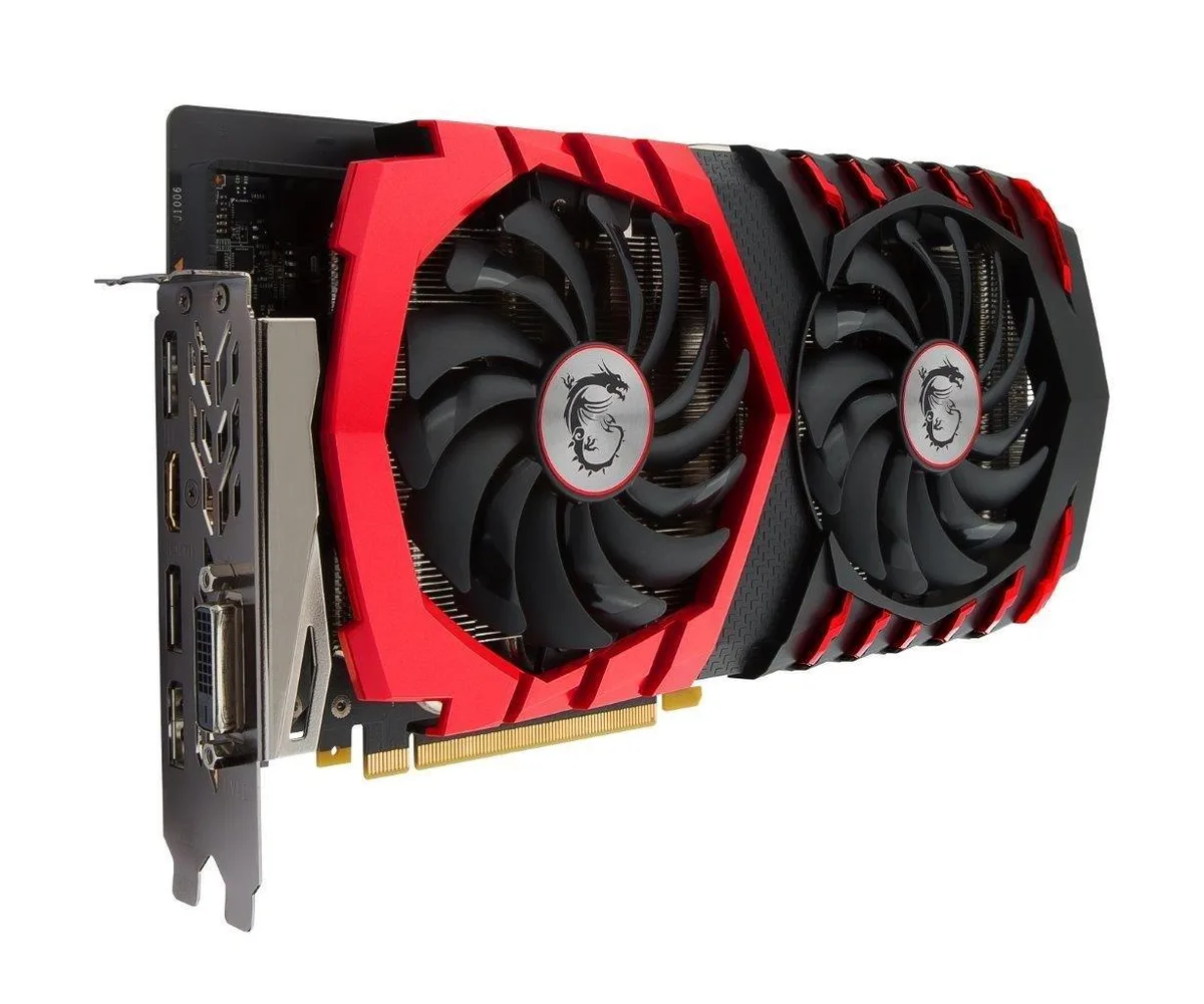 MSI GeForce GTX 1060 Gaming X 6GB graphics card with dual-fan cooler and metallic finish