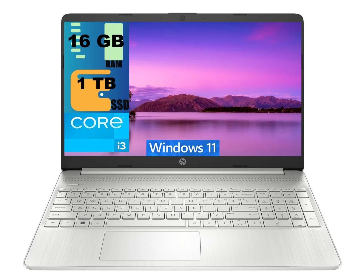 HP HP 15 laptop Intel Core i3-1215U 16GB DDR4 1TB PCIe SSD 15.6" FHD Silver — product photo