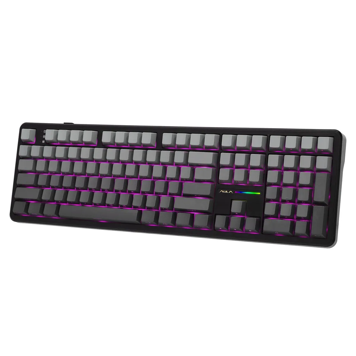 Black gradient full-size mechanical keyboard with 108 keys and RGB backlighting