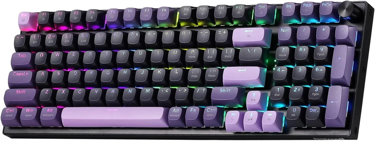 Redragon K740 PRO 98-key wireless keyboard with brushed aluminium base and rotary knob