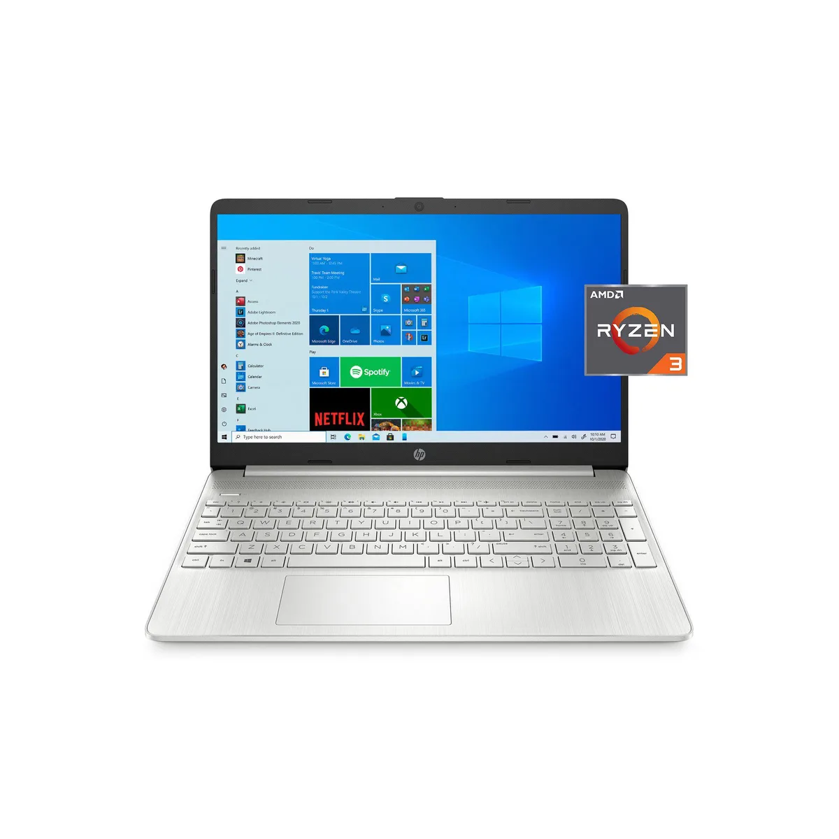 Silver 15.6 inch laptop with thin micro-edge bezel display