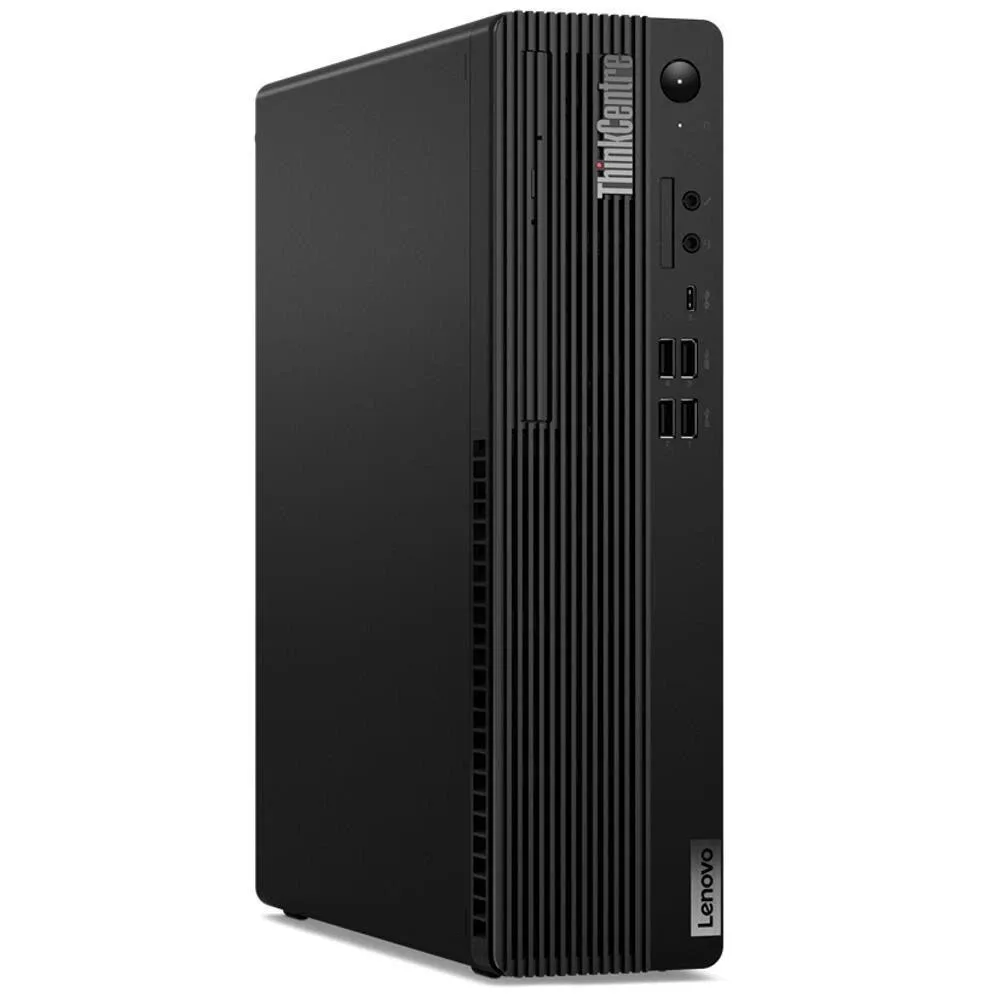 Black Lenovo ThinkCentre M75s small desktop with keyboard and mouse