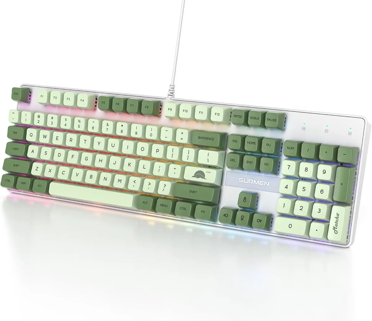 usbroway usbroway Green Matcha Mechanical Gaming Keyboard 104 Key Red Switch RGB Wired — product photo