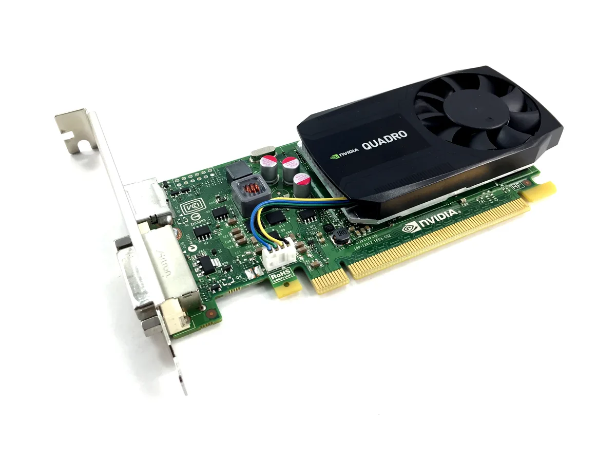 Green NVIDIA Quadro K620 graphics card with single fan and metal bracket