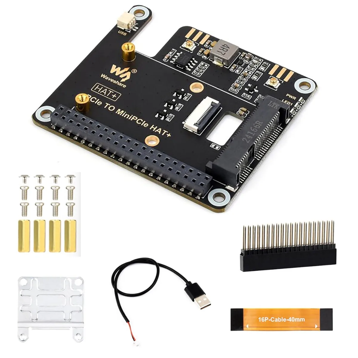 LORDWORLD LORDWORLD PCIe to MiniPCIe Adapter Raspberry Pi 5 MiniPCIe Wireless NIC Plug Play USB Bluetooth 16PIN — foto del prodotto