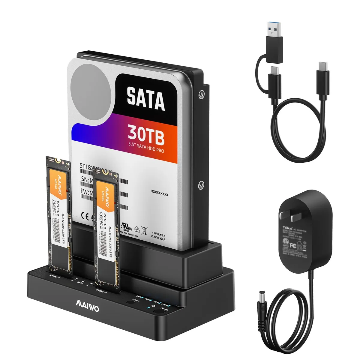 MAIWO MAIWO K310CL 3-Bay NVMe SATA USB 3.2 10Gbps Docking Station — 商品写真