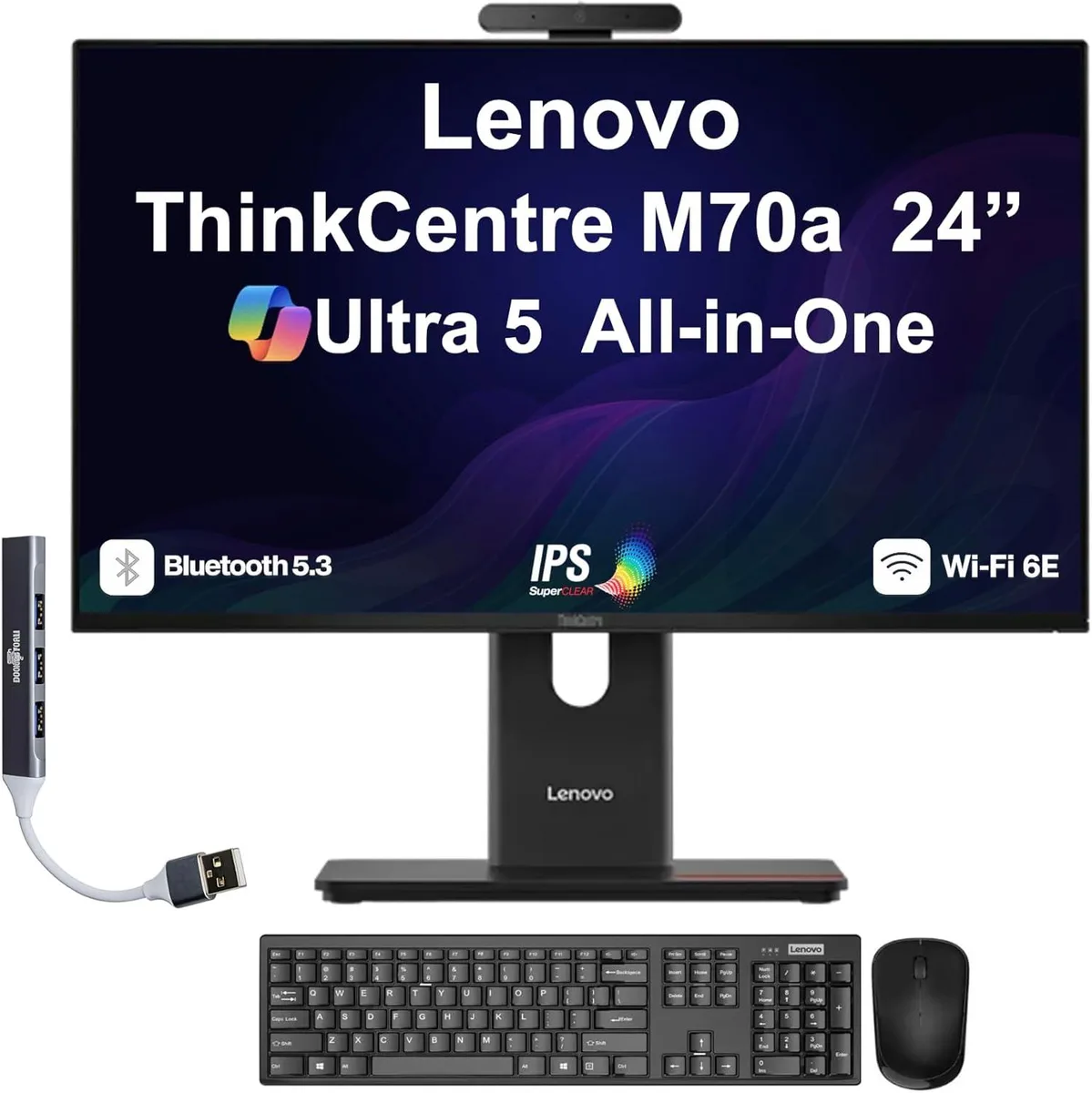 Lenovo Lenovo ThinkCentre M70a all-in-one PC 24" IPS 120Hz Intel Ultra 5 245T vPro 64GB DDR5 8TB PCIe NVMe — 제품 사진