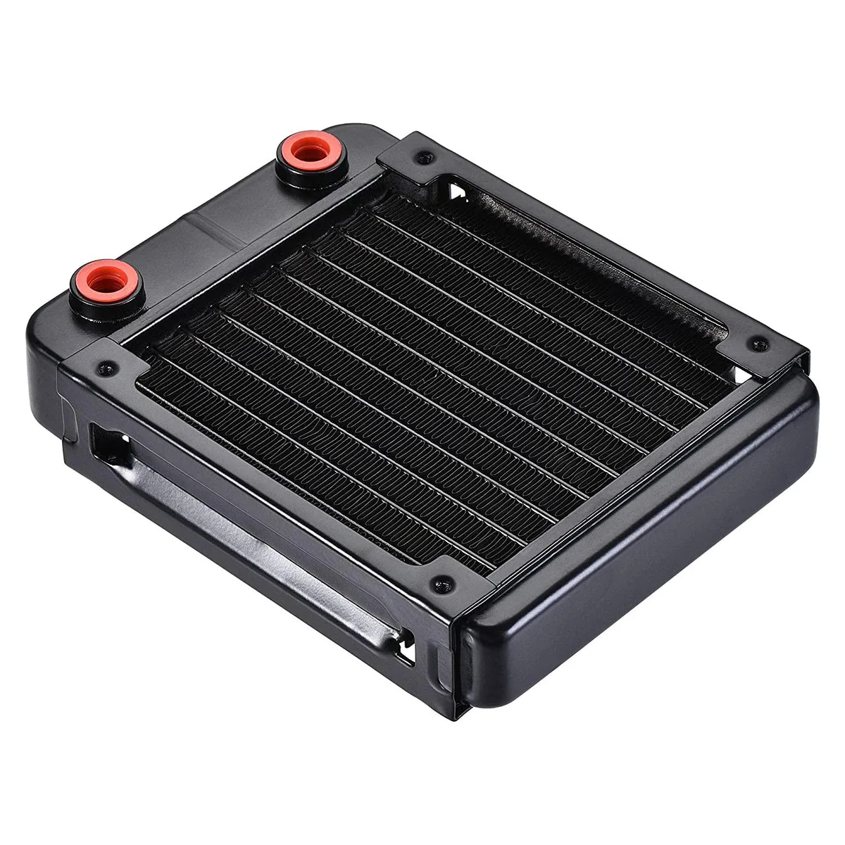 Rectangular aluminium liquid-cooling radiator, 155 by 120 by 32 millimetres, ten tubes, G1/4 threaded ports