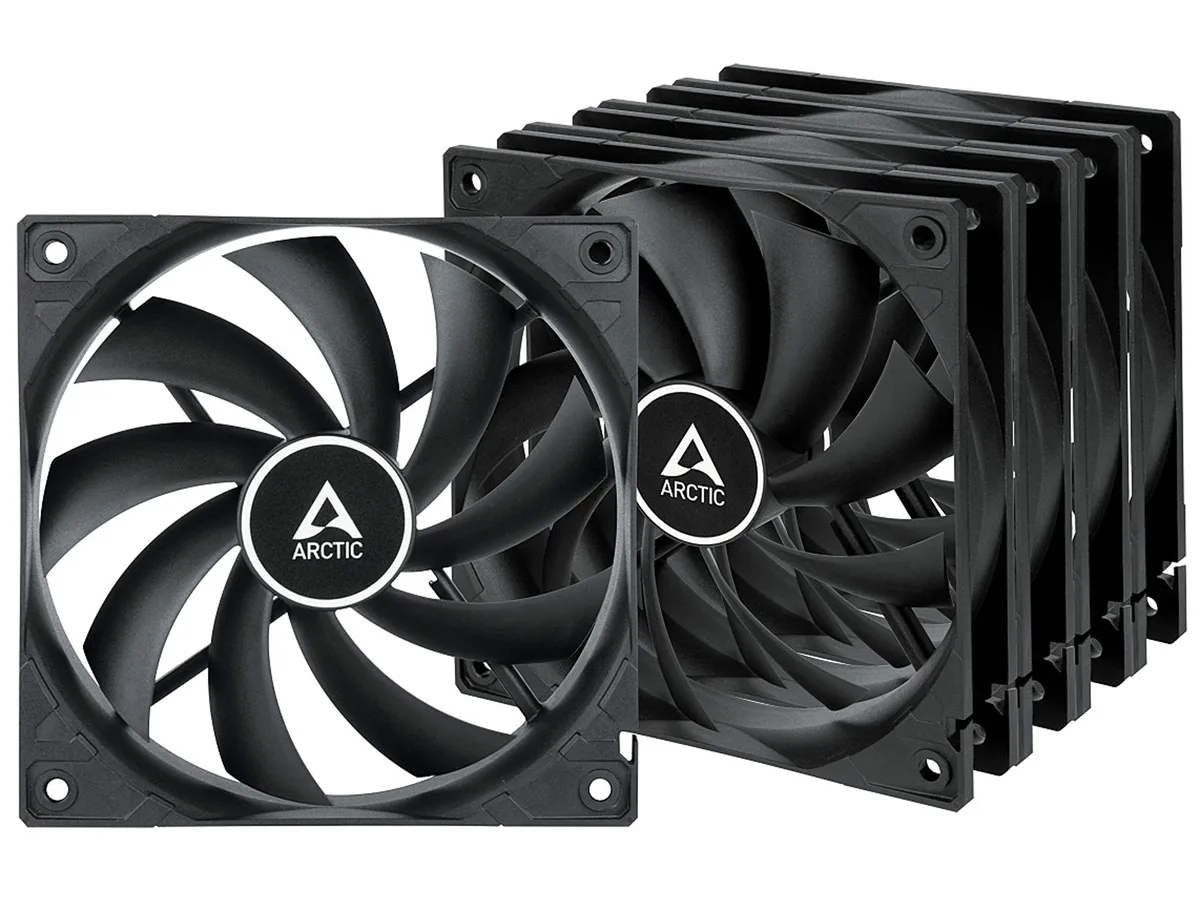 ARCTIC COOLING ARCTIC COOLING ACFAN00248A F12 120mm case fan 5-pack 1350 RPM 53 CFM 0.3 Sone 3-pin black non-LED — termékfotó