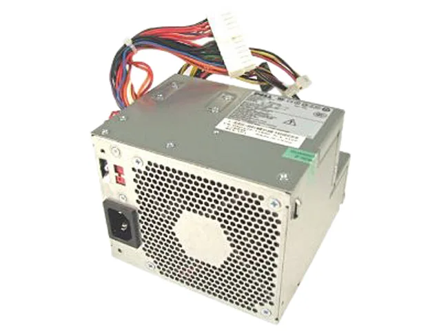 Refurbished silver metal PSU unit with fan grille and cable bundle