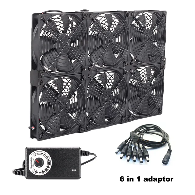 SXDOOL SXDOOL 6IN1 Six-Fan Cooling Kit 12025 3-12V Controller Dual Ball Bearing — photo du produit