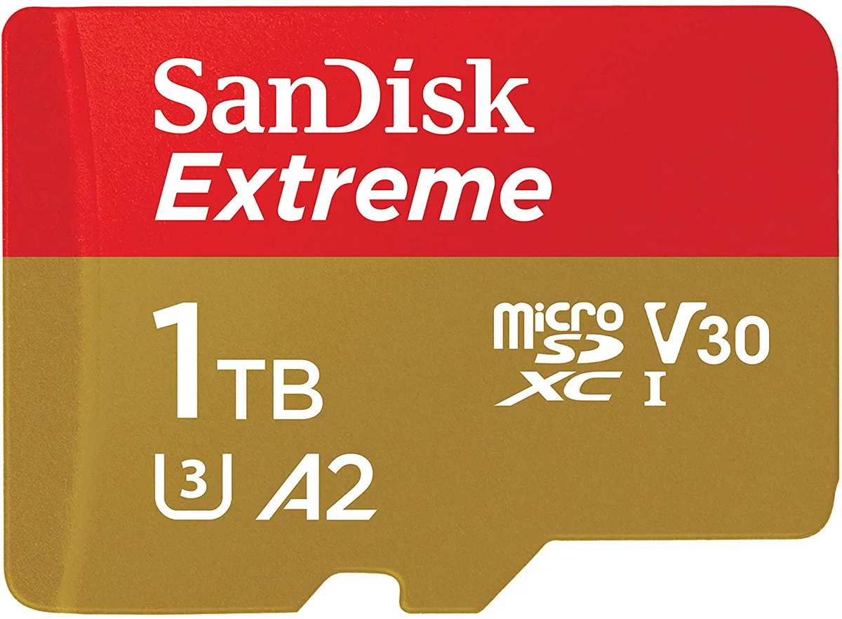 SanDisk SanDisk Extreme 1TB microSDXC UHS-I U3 V30 A2 160MB/s 90MB/s memory card with adapter — Produktfoto