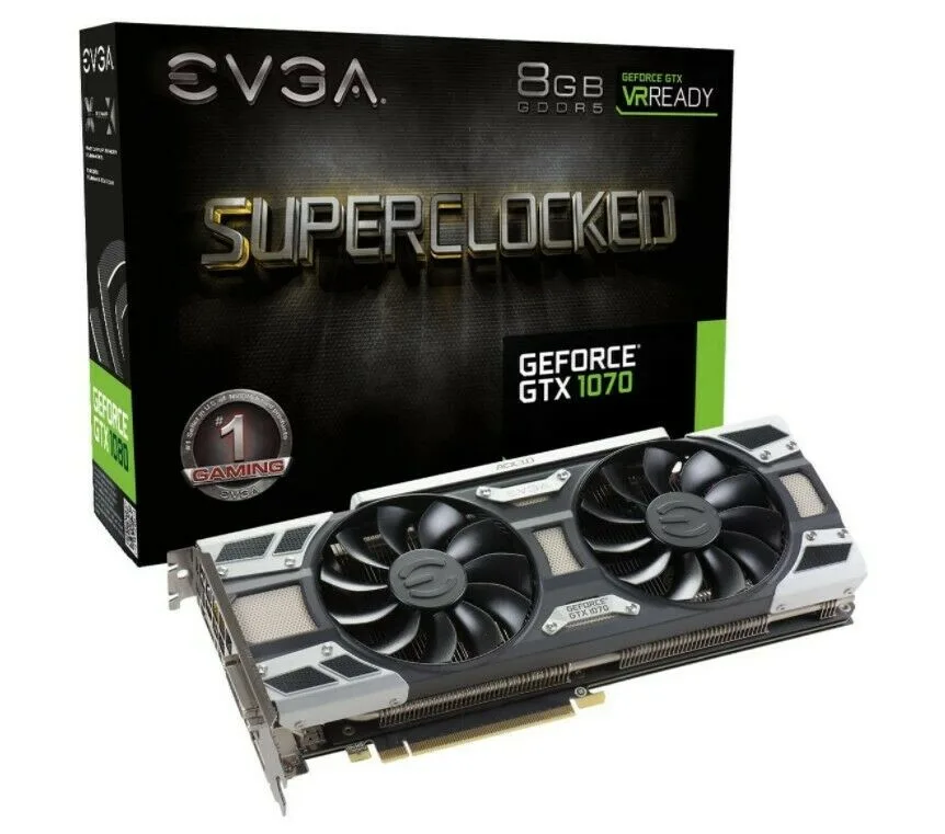 EVGA GeForce GTX 1070 SC GAMING ACX 3.0 dual-fan graphics card with metal backplate
