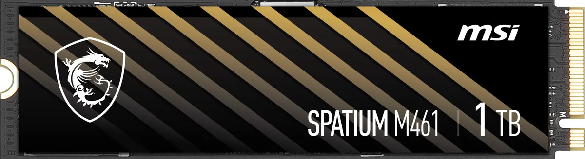 Green rectangular M.2 2280 SSD with black label and gold edge connector