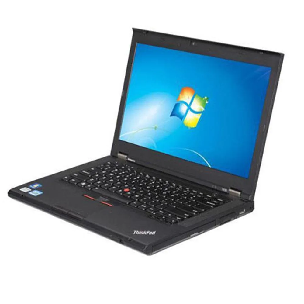 Black 14-inch ThinkPad T430 laptop with matte finish and island keyboard