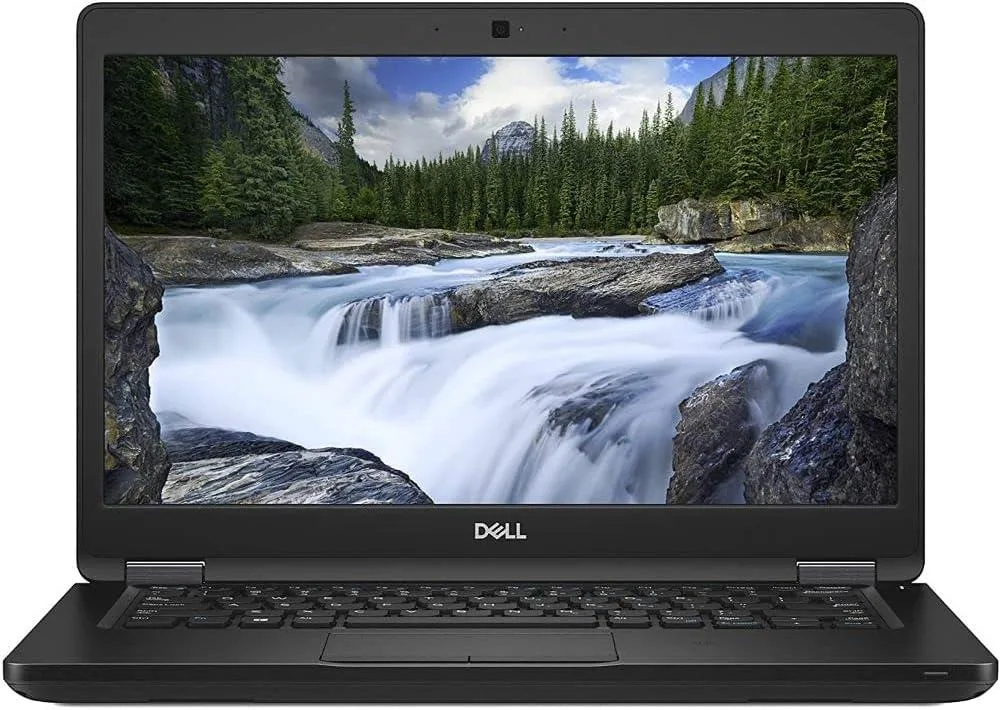 Silver Dell Latitude 5490 business laptop closed showing 14 inch FHD screen and keyboard