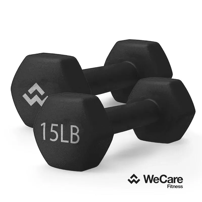 WeCare WeCare WC-2P-15LB-BK 15 lb neoprene dumbbells pair black — tuotekuva