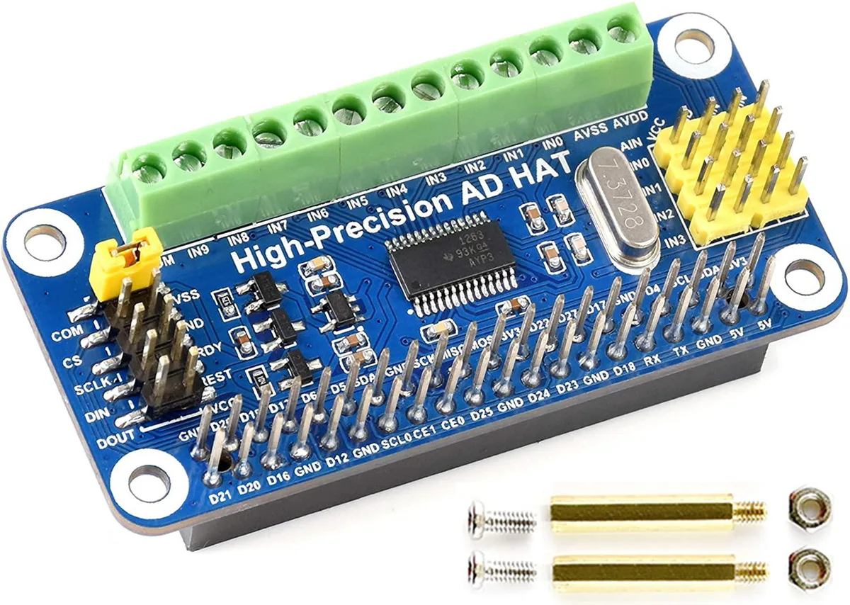 WaveShare WaveShare High-Precision AD HAT ADS1263 10-Channel 32-Bit ADC Expansion Card — produkto nuotrauka