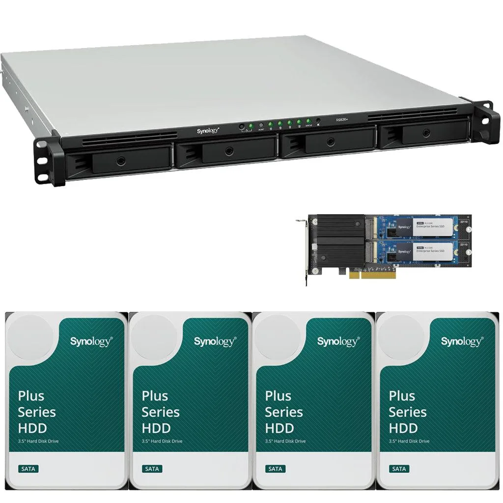 Synology Inc. Synology RS826+ AMD Ryzen V1500B 4-Bay Rackmount NAS 4GB RAM 1.6TB Cache 16TB Drives — photo du produit