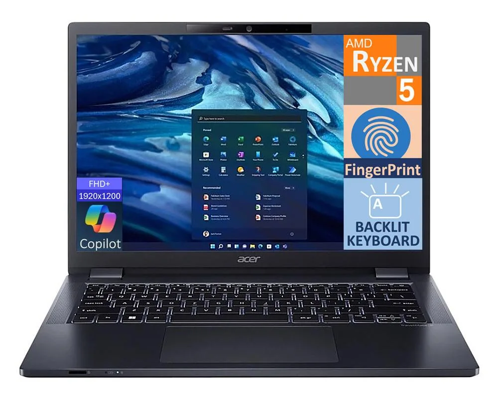 Blue 14 inch laptop closed showing smooth matte finish