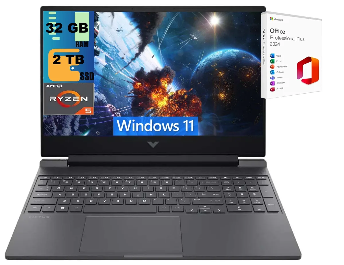 Black 15.6 inch gaming laptop with backlit keyboard and numeric keypad