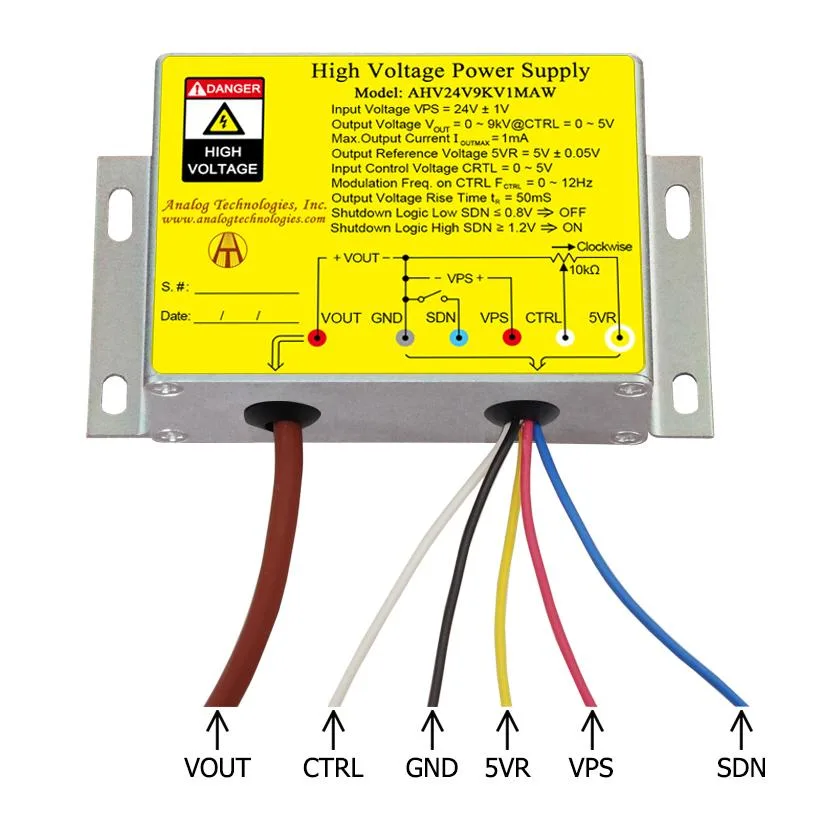 Analog Technologies Analog Technologies High Voltage Power Supply 9kV 1mA 24V Input AHV24V9KV1MAW — photo du produit